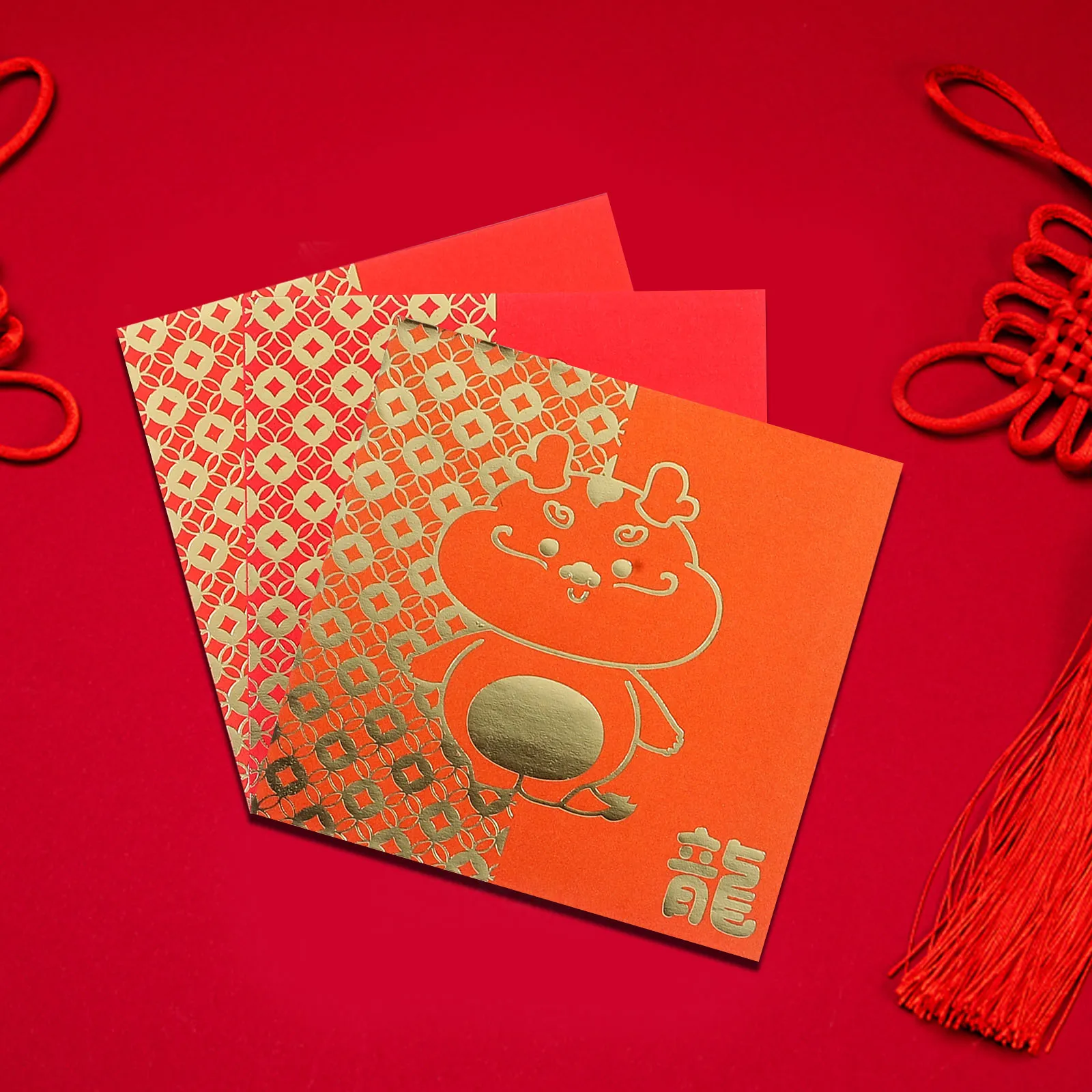 24Pcs 2024 Chinese New Year Spring Festival Red Envelopes Dragon Hongbao Lucky Money Gift Red Packet Festivals Blessing