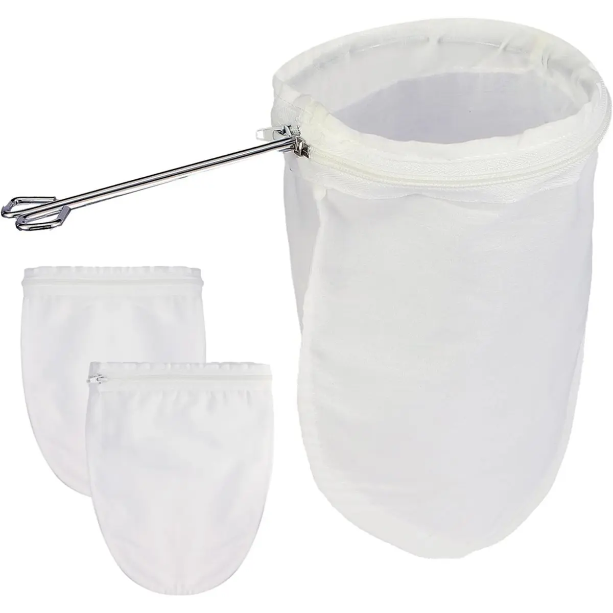 ABZF 2026 Fine Mesh Strainer, 3 Pcs Reusable Cloth Strainer Bags with Stainless Steel Handle,Juice Strainer for Kitchen