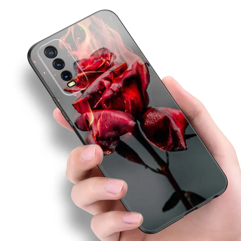 Rose Pink Flower Silicone Phone Case For V27 V30 Pro V29e Y27 Y55 Y78 5G Y02S Y15S Y17S Y21S Y33S Y76S Y16 Y22 Y35 Y36 image 4