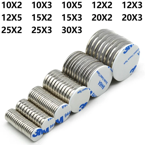 Imán de neodimio súper fuerte N35 redondo con adhesivo de doble cara NdfeB potentes imanes magnéticos permanentes imanes de refrigerador