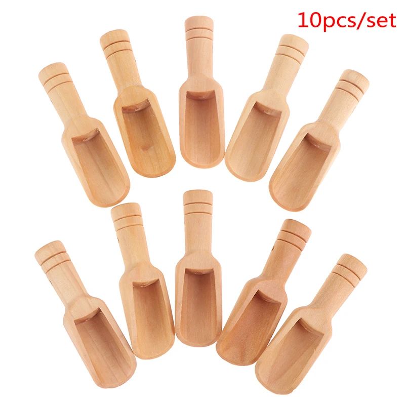 10PCS Mini Wooden Spoon Round HandleTeaspoon Salt Shovel Milk Powder Scoops Condiment Spoons Coffee Tea Sugar Spoon Hot Sale