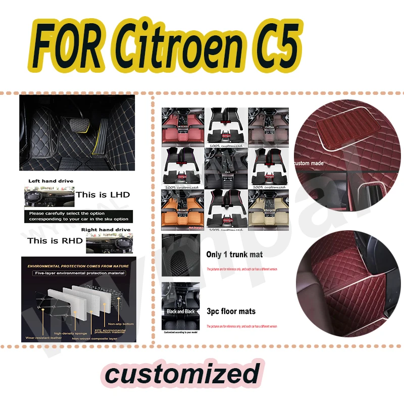 LUXURY Car Mats For Citroen C5 RD TD 2007~2015 Auto Non-slip leather Mat Durable Pad