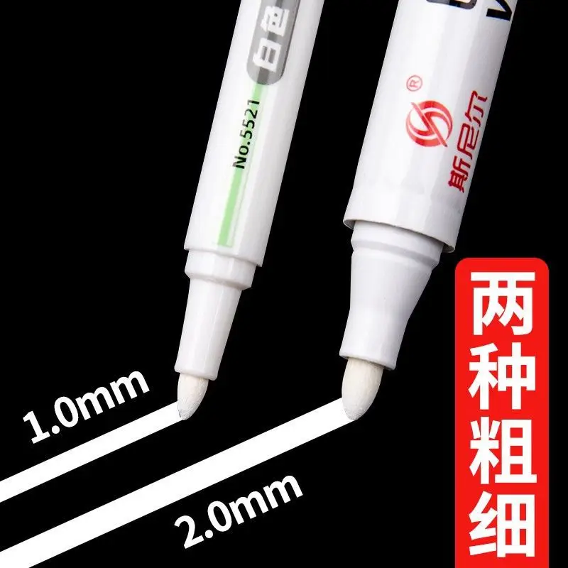 20pcs Oily White Marker Pen Quick Drying Big Head Construction Site Carpentry 2.0mm Use For Carton, Metal, Plastic Woodworking