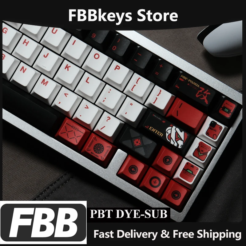 

FBB Keycaps Red Frame Theme PBT Mechanical Keyboard Keycap MX Switches Customized DIY Accessories For Desktop Decoration 1.7mm