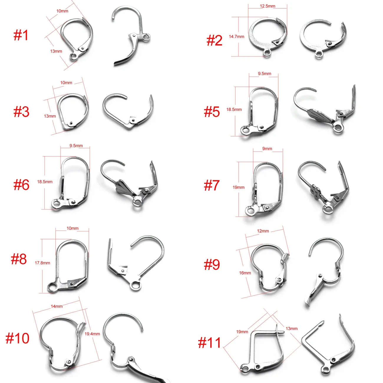 20 pçs/lote alavanca de aço inoxidável volta brincos ganchos franceses tom prata para diy jóias brinco fazendo acessórios suprimentos