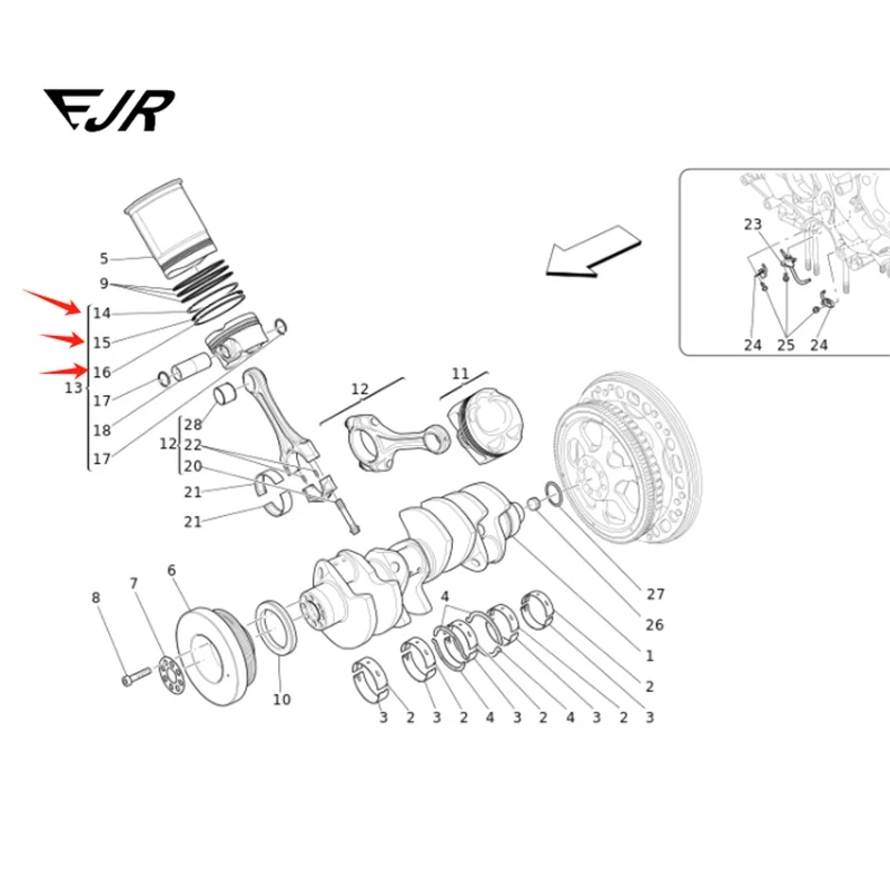 For Maserati Quattroporte M156 Ghibli M157 Levante M161 Cars Accessories V8 3.8T Engine Piston Ring OEM:296961 296962