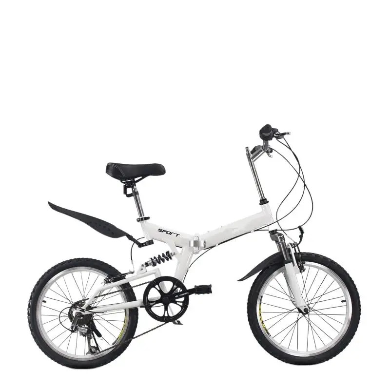 

20 Inch Variable Speed Folding Bicycle Carbon Steel Ordinary Pedal V Brake Adult Road Bicycle With Fender Portable Scooter 2023