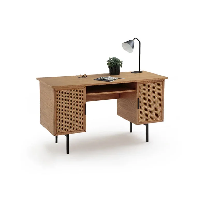 

Vine solid wood desk bookshelf combined desk home writing desk study hotel