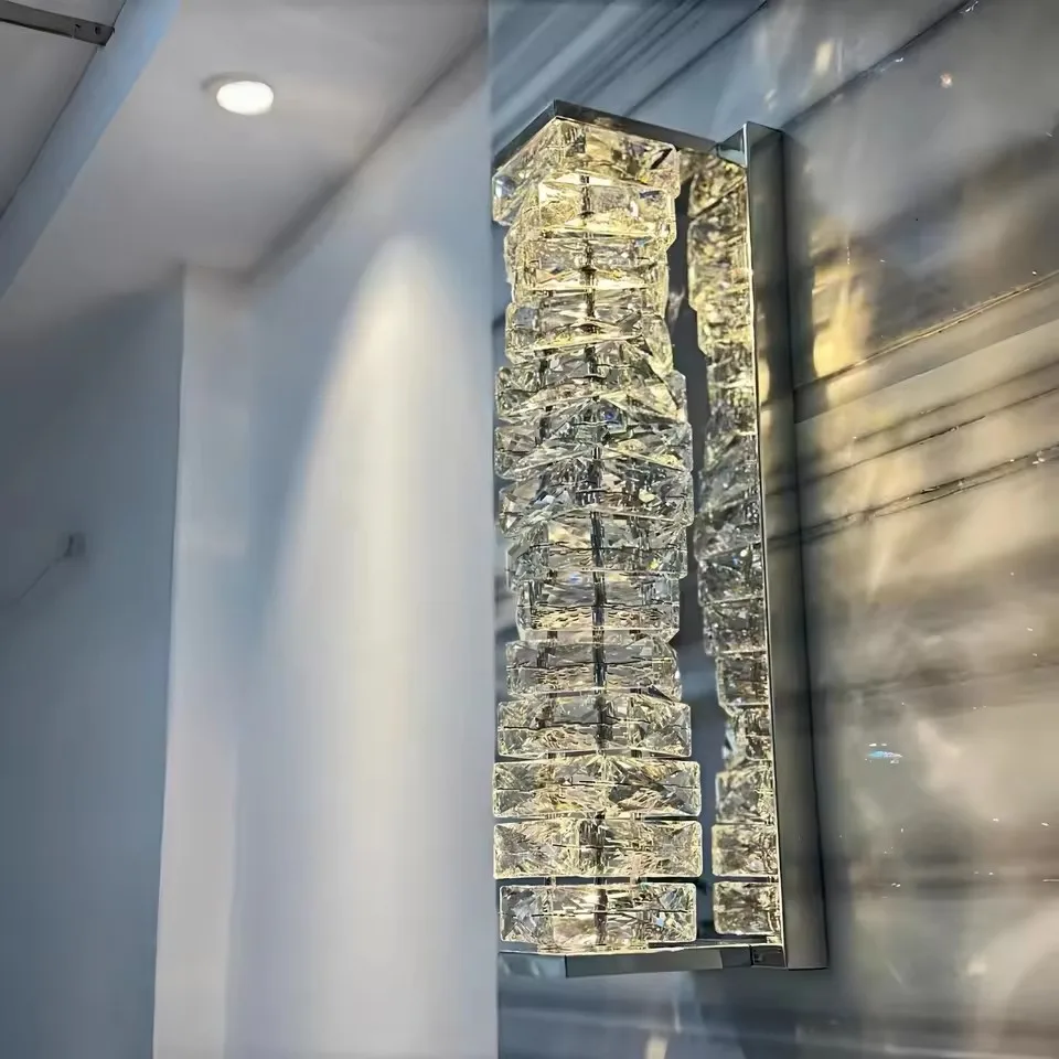 

Luxury Crystal Wall Lamp Modern LED Sconce Chrome Gold Mirror Wall Light For Living Room Bedroom Aisle Indoor Decor Vanity Light