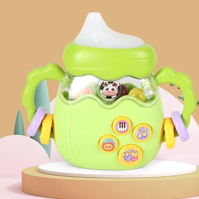 لعبة خشخيشة موسيقية لزجاجة الأطفال مع لعبة تعليمية لأجراس اليد الكهربائية ذات الموسيقى الخفيفة