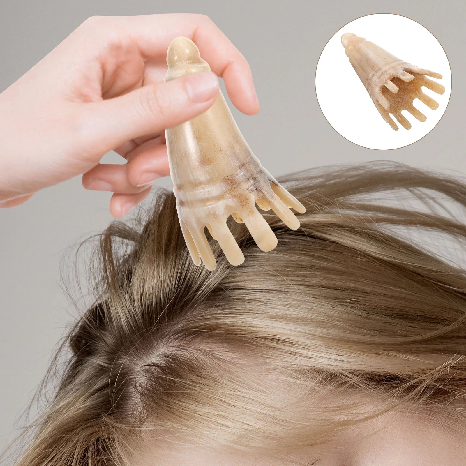 Guasha Scraping Board Natural Horn Comb Scalp Massager Modeling Hair Handheld Scratcher Scraper Tool