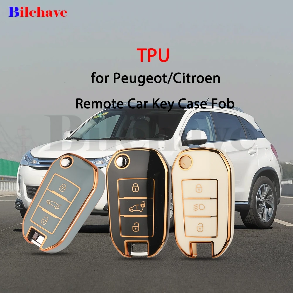 

Jingyuqin Мягкий чехол из ТПУ с дистанционным управлением, брелок с 3 кнопками для Citroen C4 C5 Peugeot 208 2008 301 308 508 5008, аксессуары для удаленного автомобиля