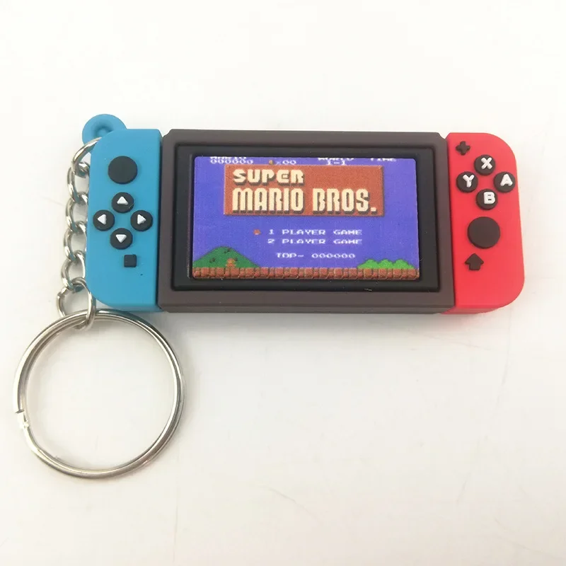 Super Mario Bros Anime Keychains Cartoon Console Classic Figures Keyring Photo Frame Shape Silicone Keyring Chain Children Gifts