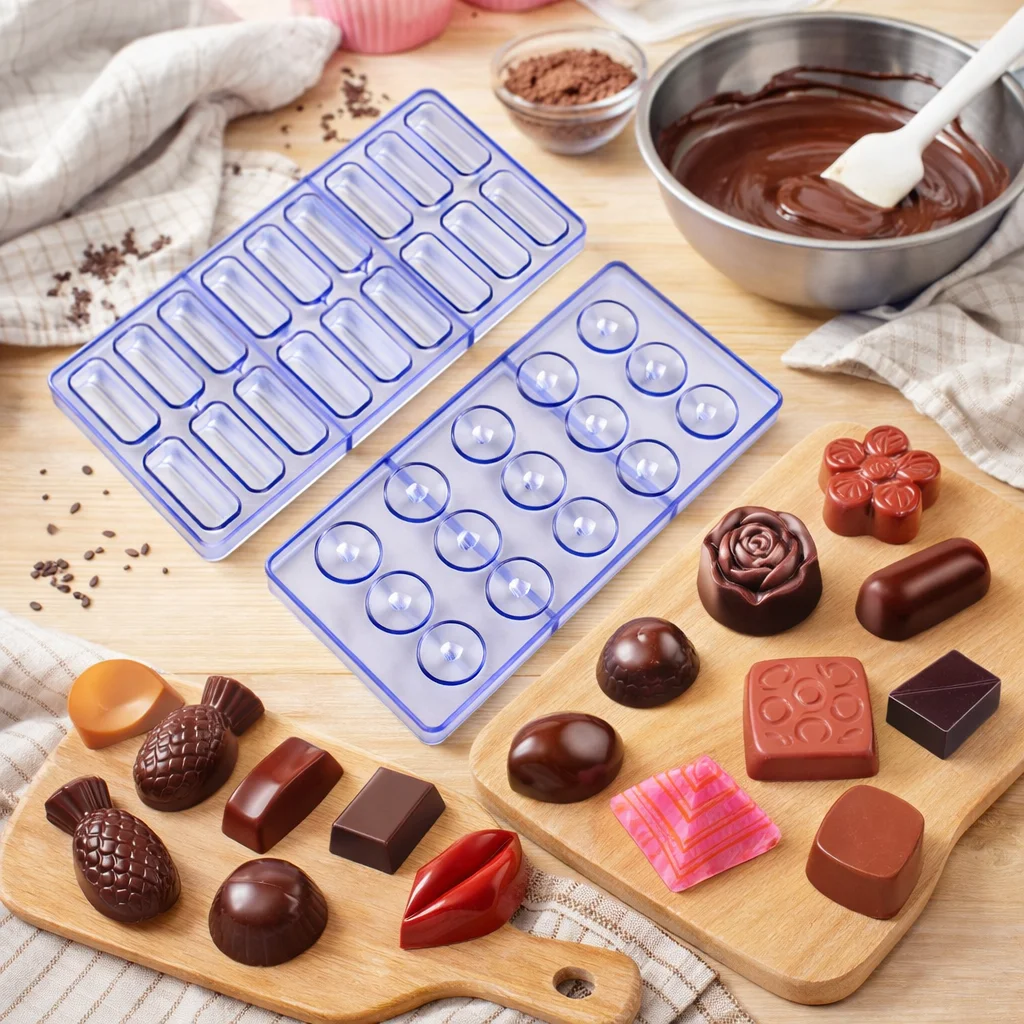 Juego de moldes para piruletas de chocolate, 1 unidad, con 100 varillas, herramientas de repostería reutilizables de plástico de calidad alimentaria para niños, para hacer dulces caseros