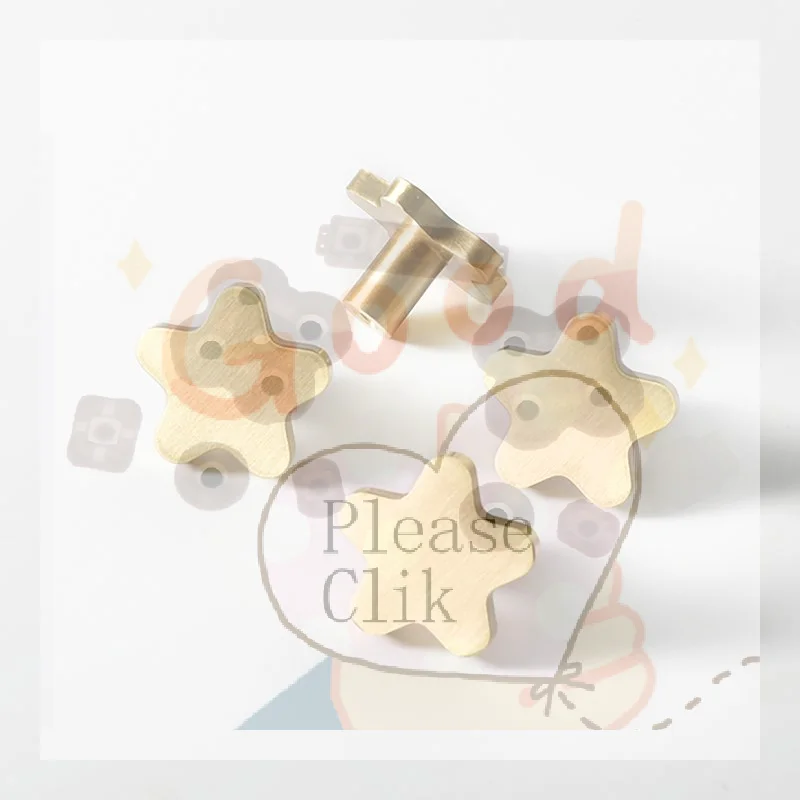 【HG】Pure Copper Star Shape Cabinet Knobs Children's Room Five Pointed Star Brass Handles Wardrobe Kitchen Pulls Handle
