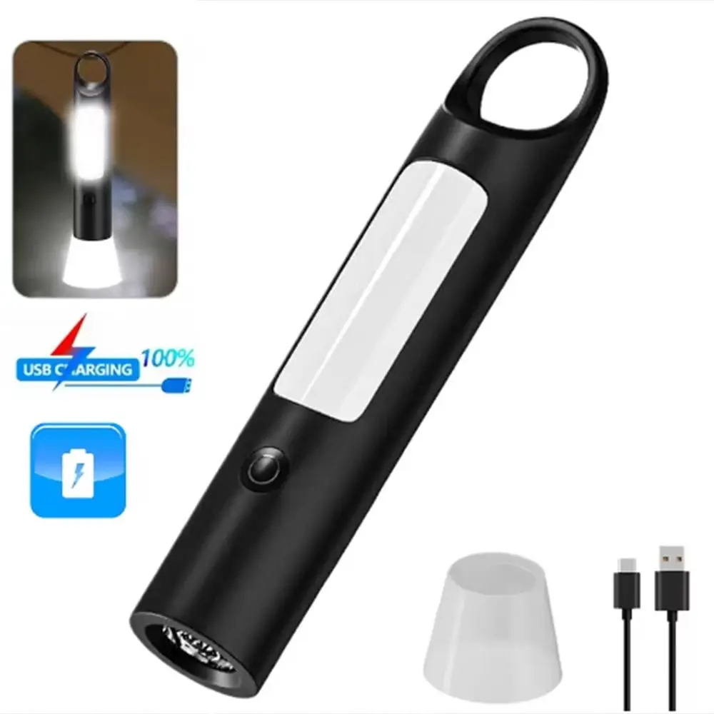 

COB Side Light LED Flashlight Rechargeable Strong Light Camping Lantern with Hook Waterproof Portable Work Light Camping