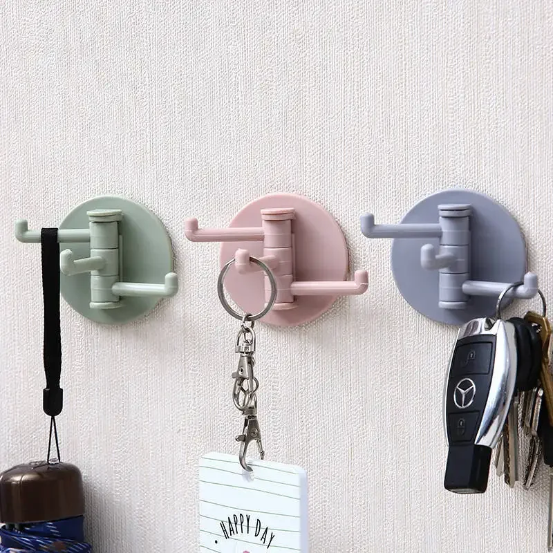 CL201 Kitchen Wall Hanger Bathroom Kitchen Supplies Hooks Rotatable Seamless Adhesive Hook Strong Bearing Stick Hook