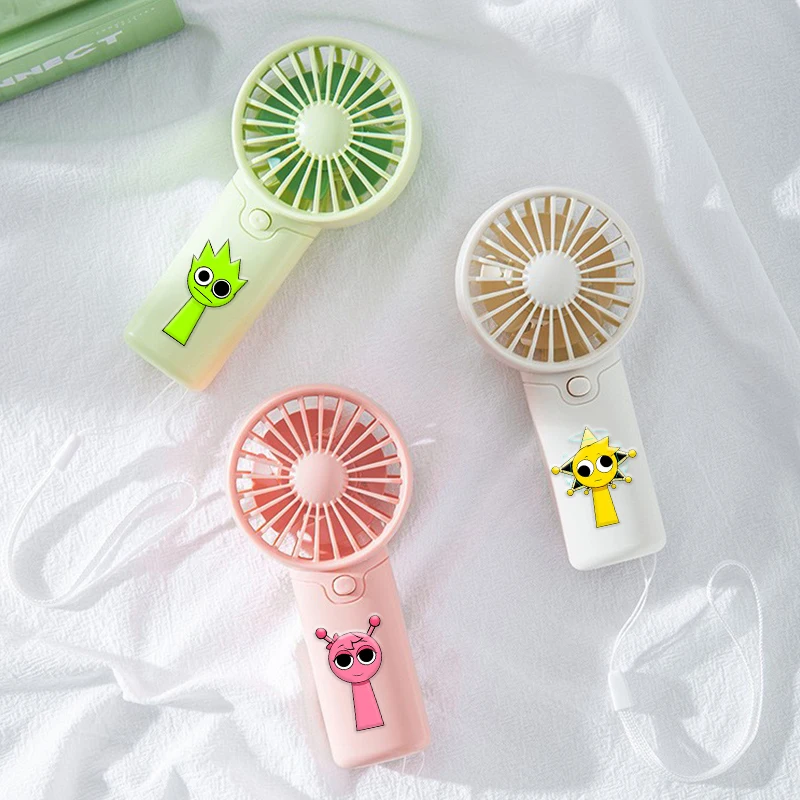 

Sprunki Kawaii Handheld Pocket Hand-held Fan Convenient Creative Small Fan Lightweight Adjustable Cute Anime Handheld Mini Fan