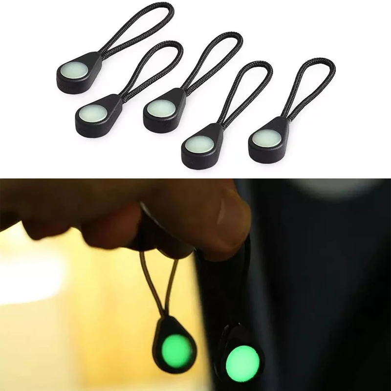 10/15pcs Luminous Zipper Pullers Glow in The Dark Night Outdoor Camping Hiking Zipper Pull Marker Rucksacks Tent Zippers