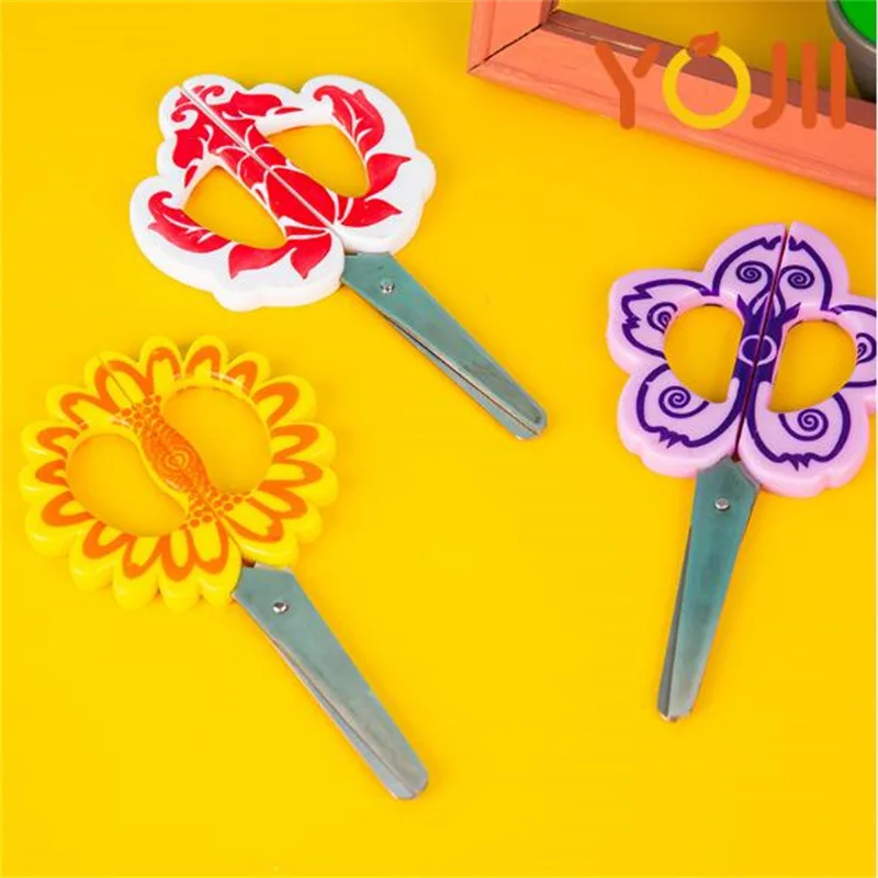 Portable Colored Flower Stainless Steel Scissors Home Tailor Shears School Office Supply Cutter Student Stationery Cutting Tool