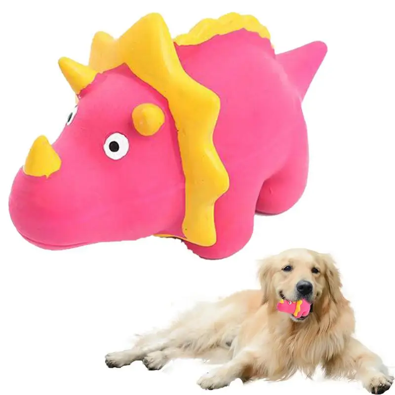 Squeaky Dinosaur Dog Toys Durable Natural Latex Squeaky Dog Toys Durable Cute Dinosaur Grunting Squeak Latex Pet Chew Toys For