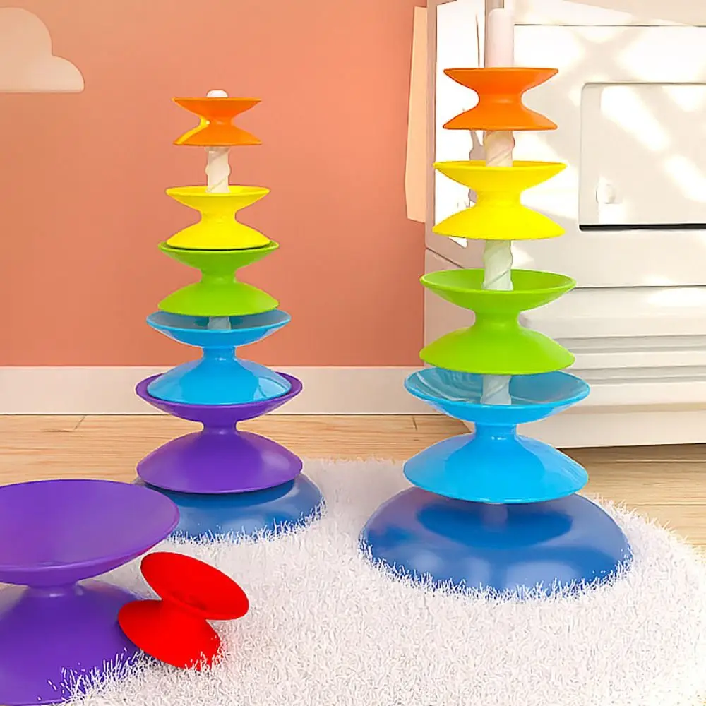 Regenbogen-Stapelringe, rotierendes Montessori-Spielzeug, Regenbogen-Ringturm, frühkindliche Bildung, stapelbar