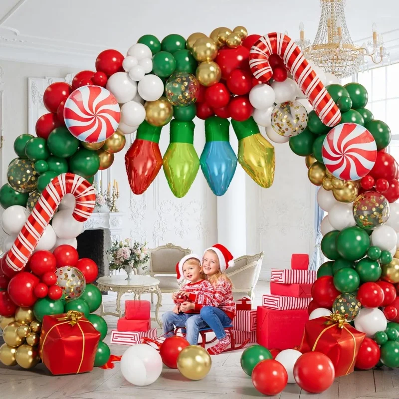 

A set of Balloon Arch Balloons With Red and Green Color Schemes For Christmas Party Decoration to Create a Festive Atmosphere