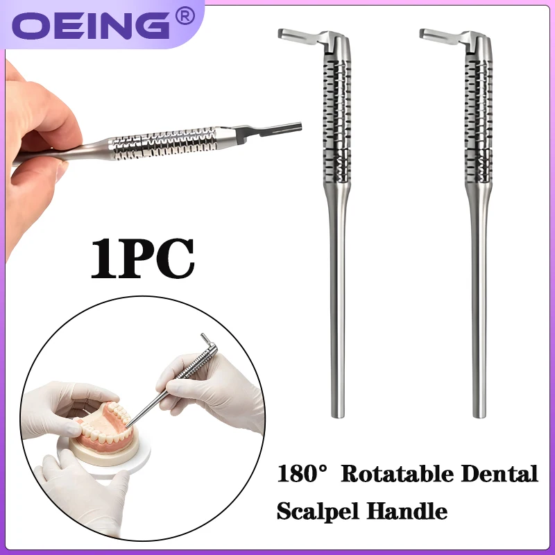 Dental Scalpel Handle Adjustable Surgical Operation Knife Handle Stainless Steel Length 15cm 180 Degree Rotation Oral Implant