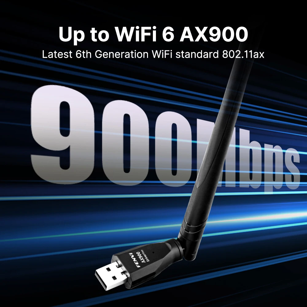 WiFi6 WiFi アダプタ AX900 デュアルバンド 900Mbps ワイヤレスネットワークカード Wifi アンテナドングルフリードライブ PC Win10 11