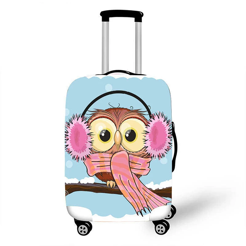 3D Cute Owl Pattern Luggage Protective Covers for 18-32 Inches Thickening Elastic Luggage Cover Suitcase Case Travel Accessories