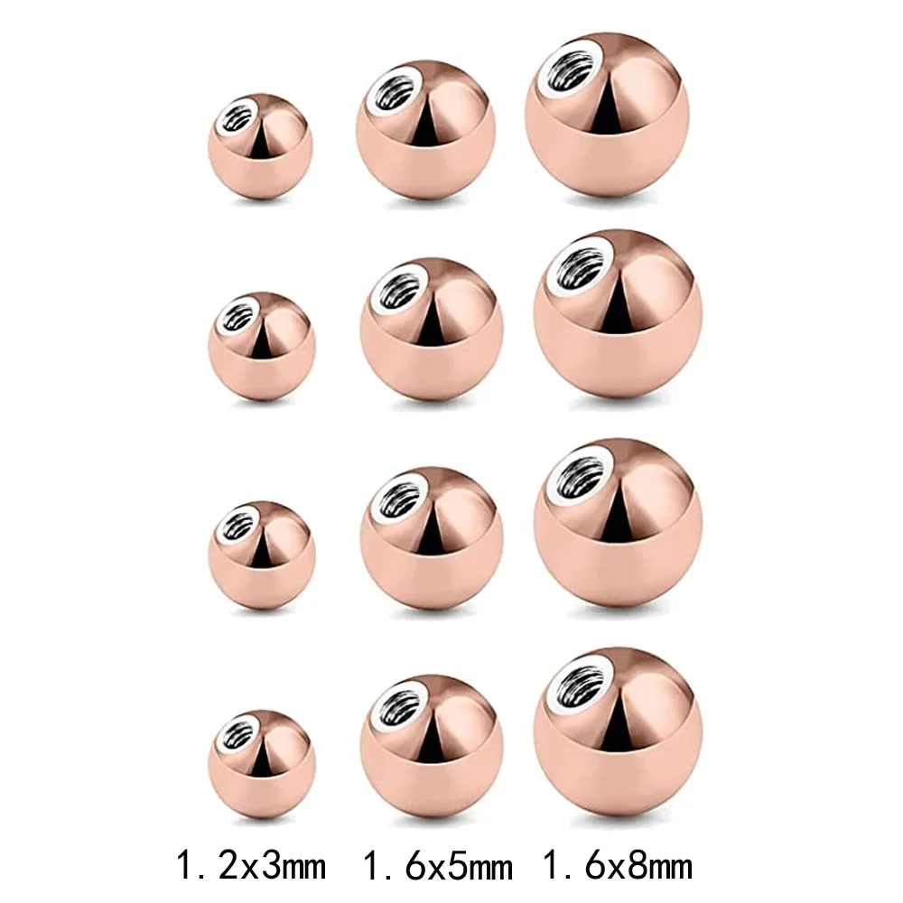 12 Pcs Piercing Balls 3mm 5mm 8mm 16G 14g Surgical Steel Externally Threaded Replacement Balls Piercing Barbell Parts