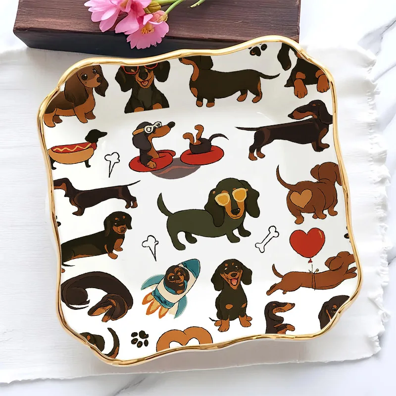 

1pc Gift for Dachshund Lovers Patterns Wedding Ring Dish Bridesmaid Gift for Women