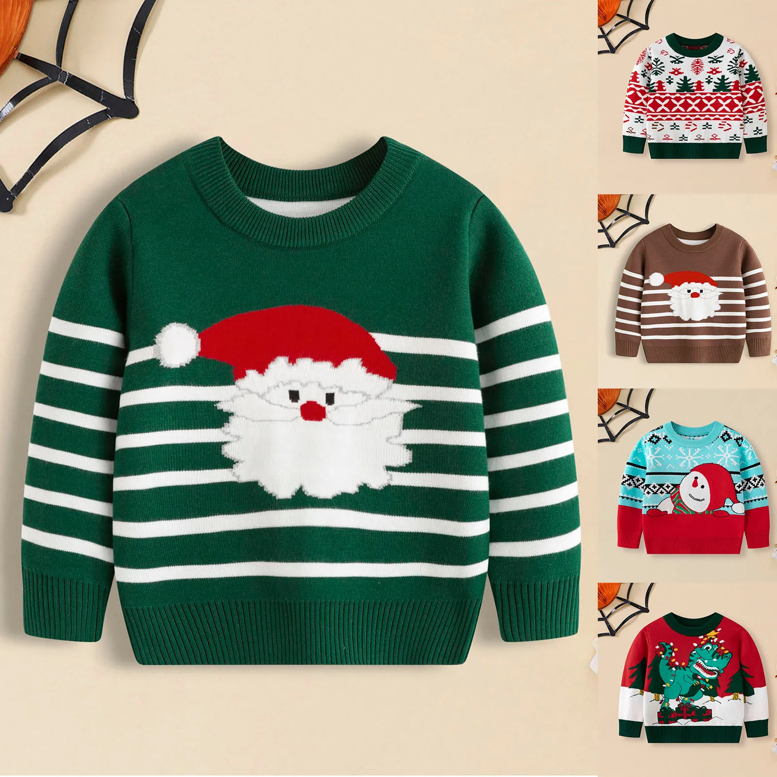 Toddler Boys Girls Christmas Sweaters Cartoon Warm Knitted Sweater Long Sleeve Top Knitwear Toddler Knit Sweater Pullovers Xmas