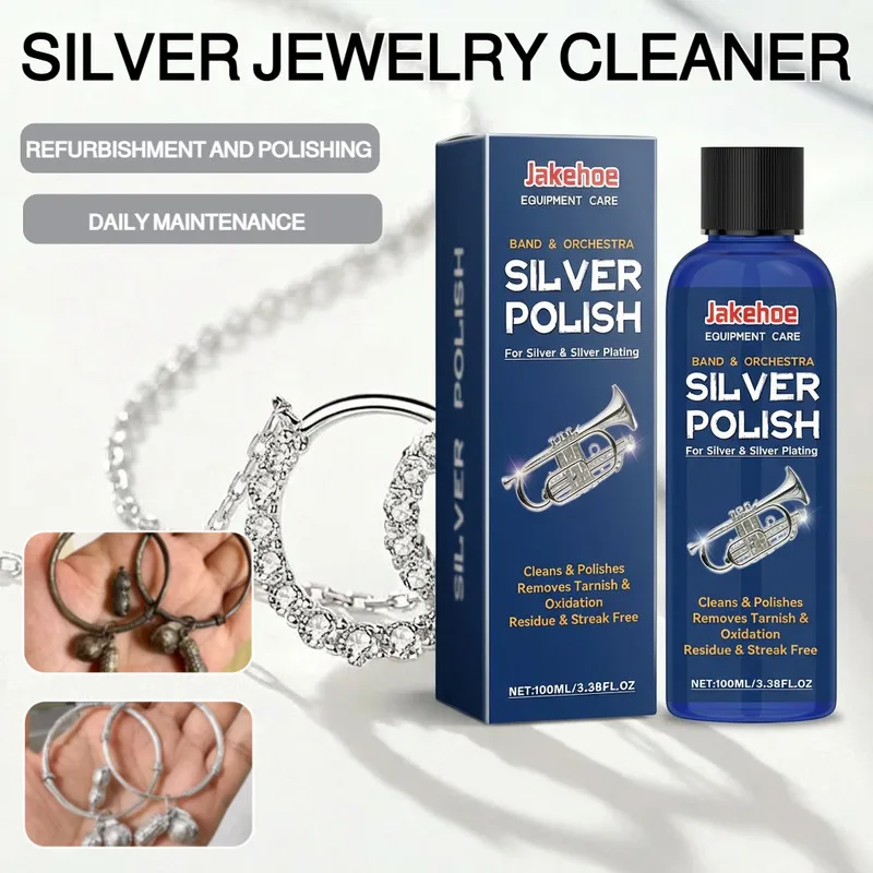 All-in-One Jewelry Cleaning & Polishing Kit 100ml Cleaner Plus Cloth Removes Tarnish Maintaining Brightens Gold/Silver/Diamond