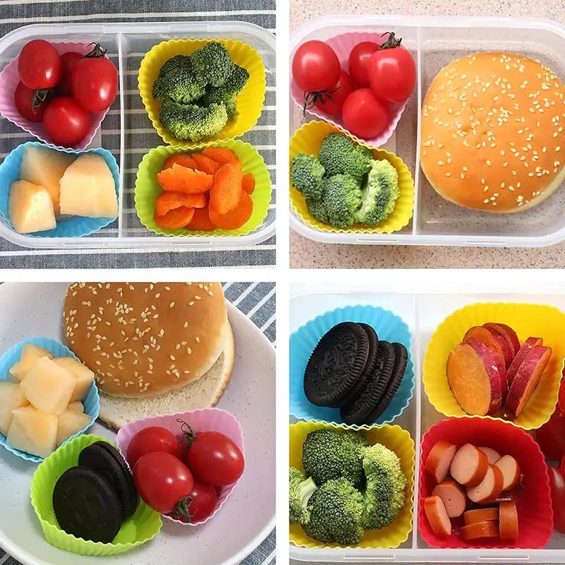 12/24Pcs Silicone Lunch Box Dividers for Kids Bento Box Partition Dish Cups Salad Dressing Accessories Eco-Friendly Food Storage - view 4