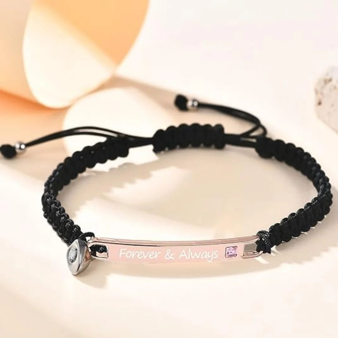Always and Forever Bracelets for Couple Matching Love Heart Bracelets for Husband and wife Pinky Promise Bracelets for 2 Soulmates Long Distace Relationship Bangle Valentine's Day Gift for His Her view 3