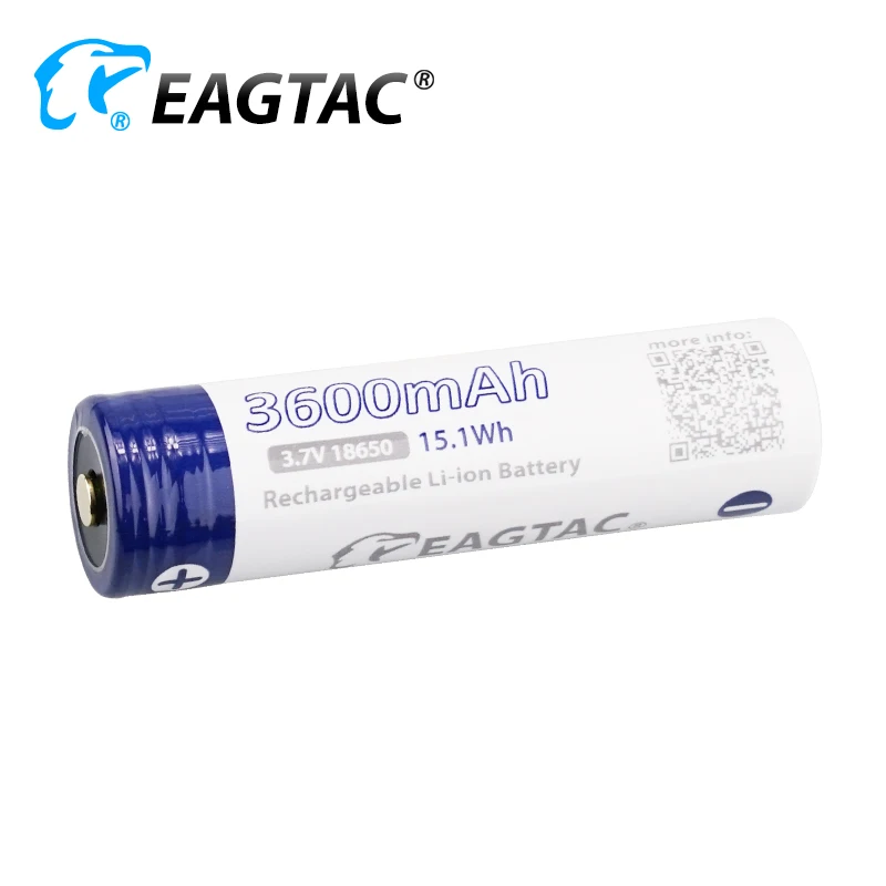 

EAGTAC 18650 3600 мАч 3,7 В Защищенный литий-ионный аккумулятор (10 А разрядка) 18650 Защищенная кнопочная верхняя батарея