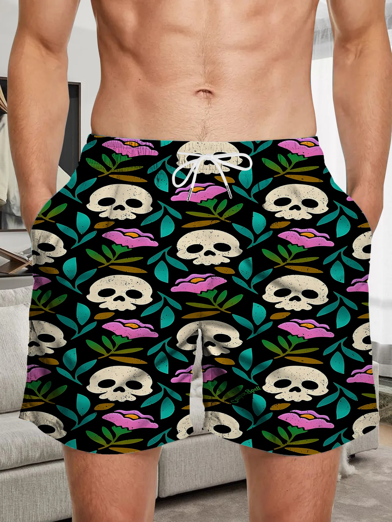 

Classic Full Print Beach Pants Men Digital Printed Quick Dry Polyester Short Pants