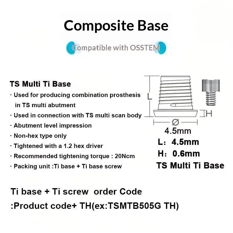 Osstem Multi-Unit Titan-Abutment CAD/CAM Grade 5 Ti-Base Hochpräzise Implantatrestaurierung für Zahnkliniken & Labore – Detail 5