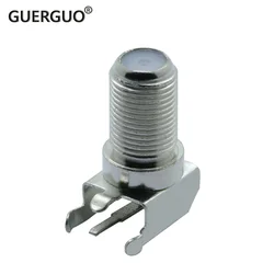 1PC Metal CATV Cable TV Socket Connector On PCB Right Angle Female F Connector Solder MountRF Coaxial Adapter
