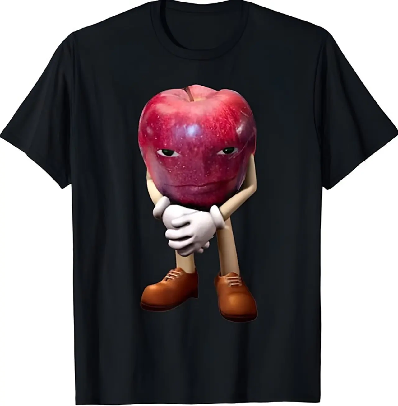 

Funny Apple Standing Meme Tee Peripheral Pattern Printing Summer Luxury Brand Cotton Men's and Women's T-Shirts Short Sleeves