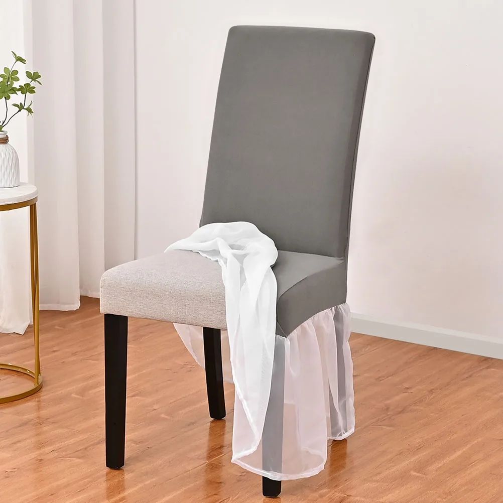 

Elastic Chair Cover Milk Silk Polyester Dining Chairs Furniture Protector Slipcover Washable Kitchen Decorative Sofa