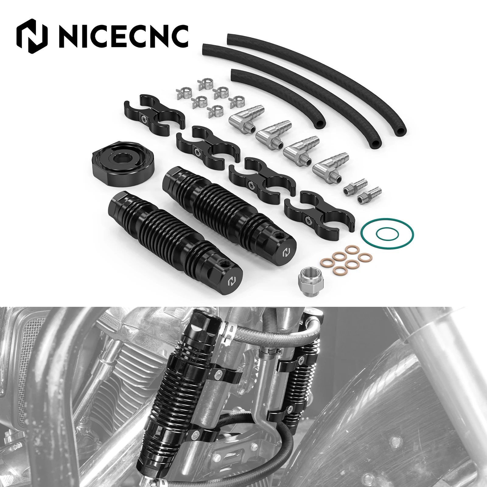 

For Harley Street Glide FLHX Special FLHXS 2017-2023 Modular Dual Oil Cooler Road King FLHR 2017-2022 Road Glide FLTRX 2017-2020