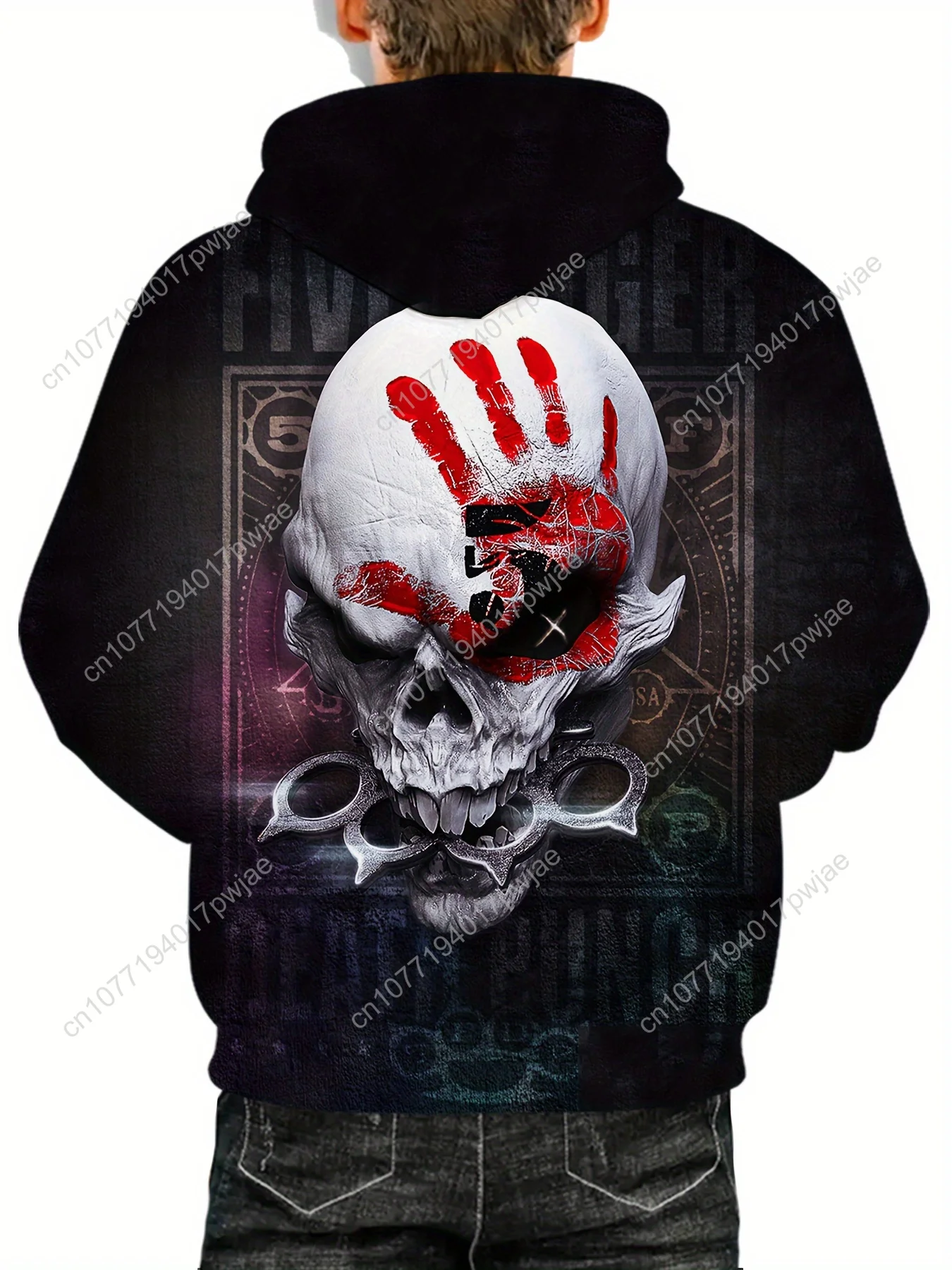 Felpa con cappuccio con stampa teschio 3D: design grafico audace per la moda maschile - Perfetta per l'autunno e la primavera - Disponibile in taglie grandi per alte