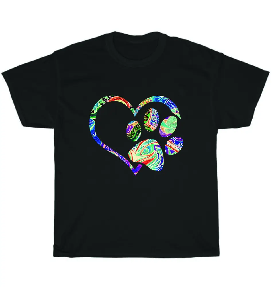 

Animal Rescue Dog Paw Print Tie Dye Rainbow Dogs Pet Animal Lover T-Shirt Anime Graphic T-shirts 100%Cotton Short Sleeve