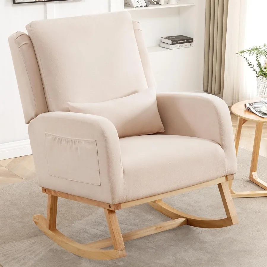 Rocking Chair Nursery Nursing Rocking Chairs with Lumbar Pillow Comfy Modern Nursery Glider Rocker Mordeccent Rocking Chair for