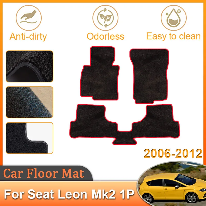 

For Seat Leon Mk2 1P 2006~2012 2007 2009 2010 Car Floor Mats Rug Panel Footpad Carpet Cover Anti-slip Foot Pads Auto Accessories