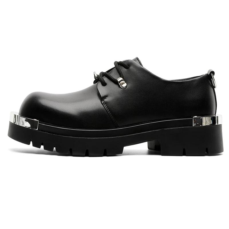 

2026 Autumn Business casual Leather Shoes for Man Height-increasing Big Head Derby Men's Shoes Fashion Black Platform Shoe Man