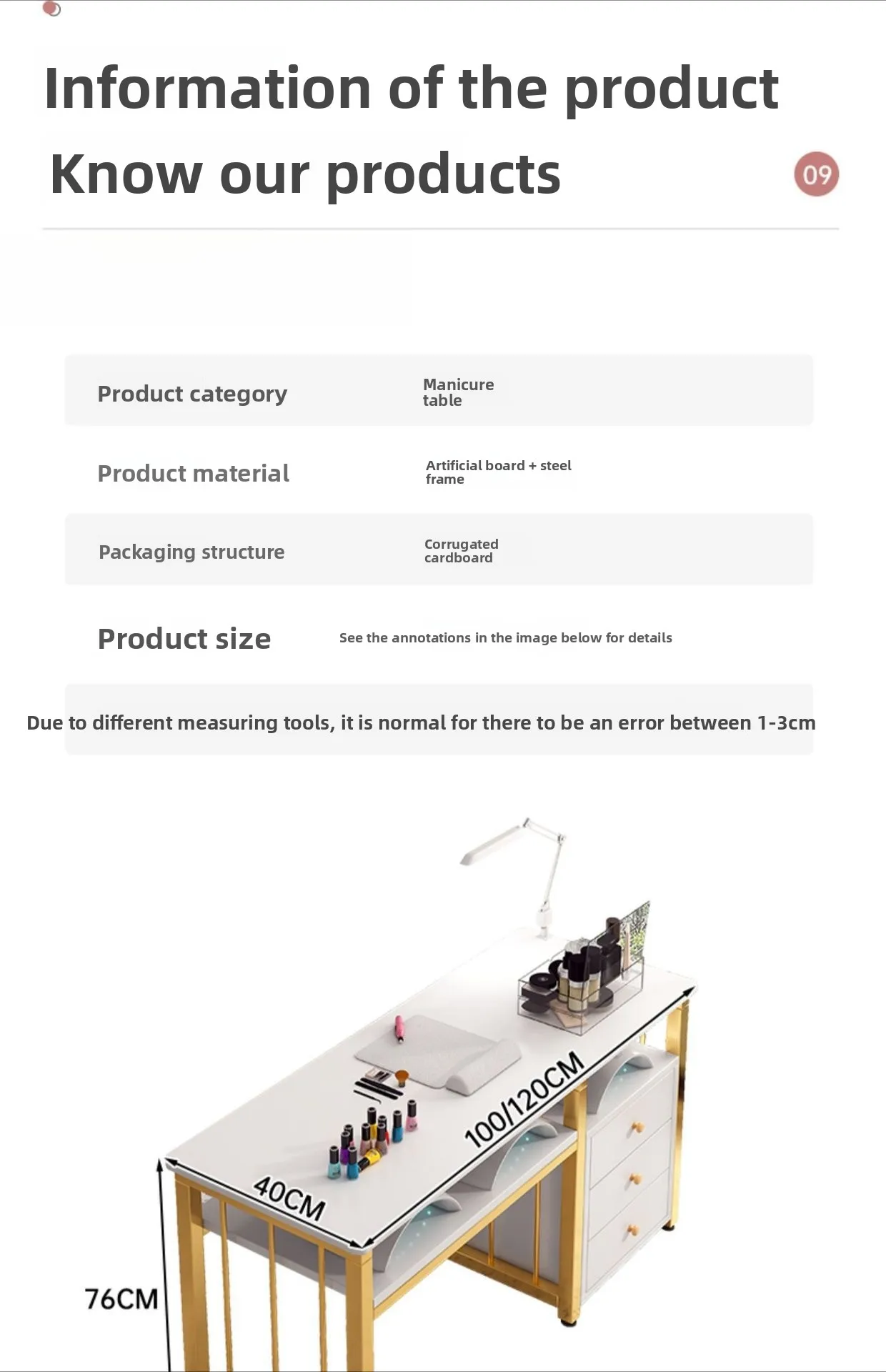 Table Light Luxury Cream Style Nail Art and Chair Set Single Double Simple