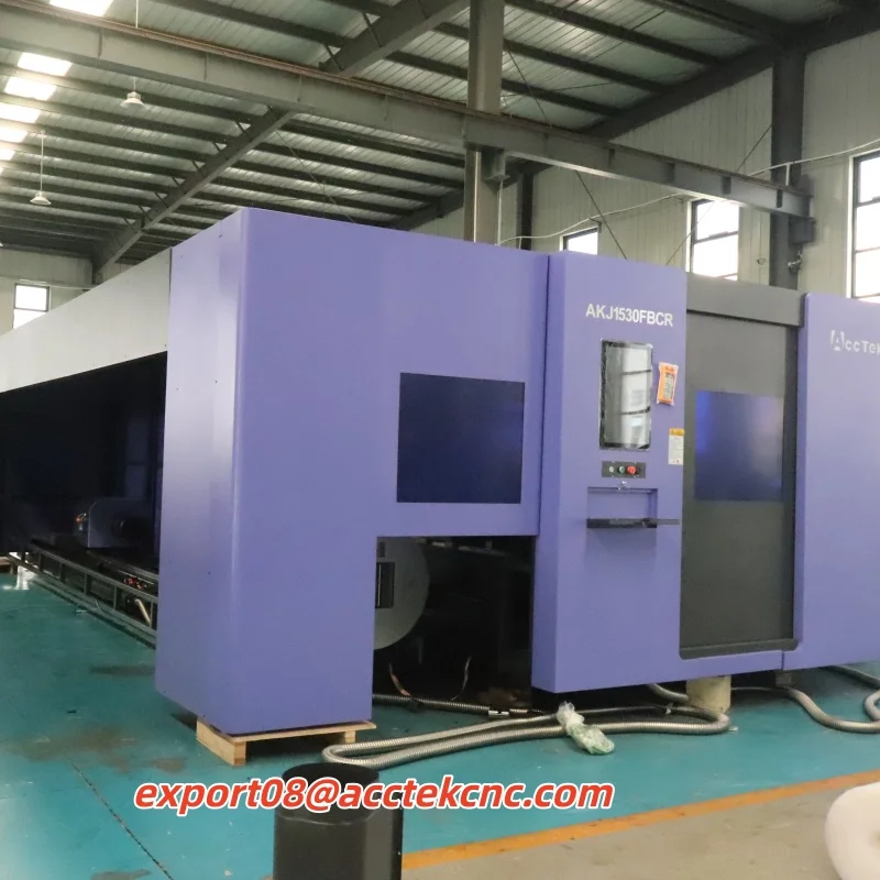 Environmentally AKJ1530FBCR Fiber Laser Cutting Machine With Rotary For Pipes and Metals Steel Iron Aluminum Plate Processing